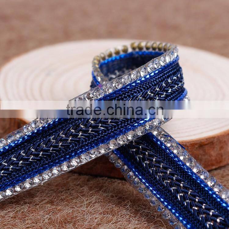 1.2cm,1.5cm,2cm Ribbon Hotfix Iron On Rhinestone Belt/Chian