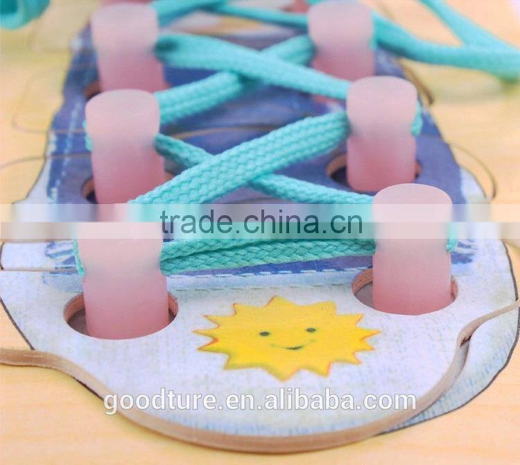 2 In 1 Games Wooden Shoes Puzzles And Tie The Shoelace