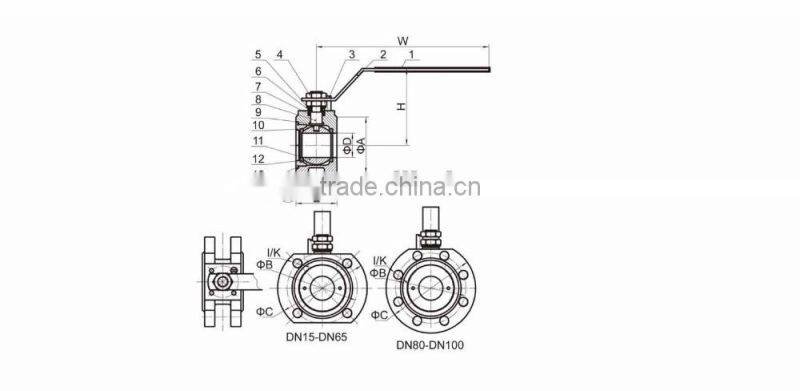 DN 25 stainless steel high pressure metal ball valve