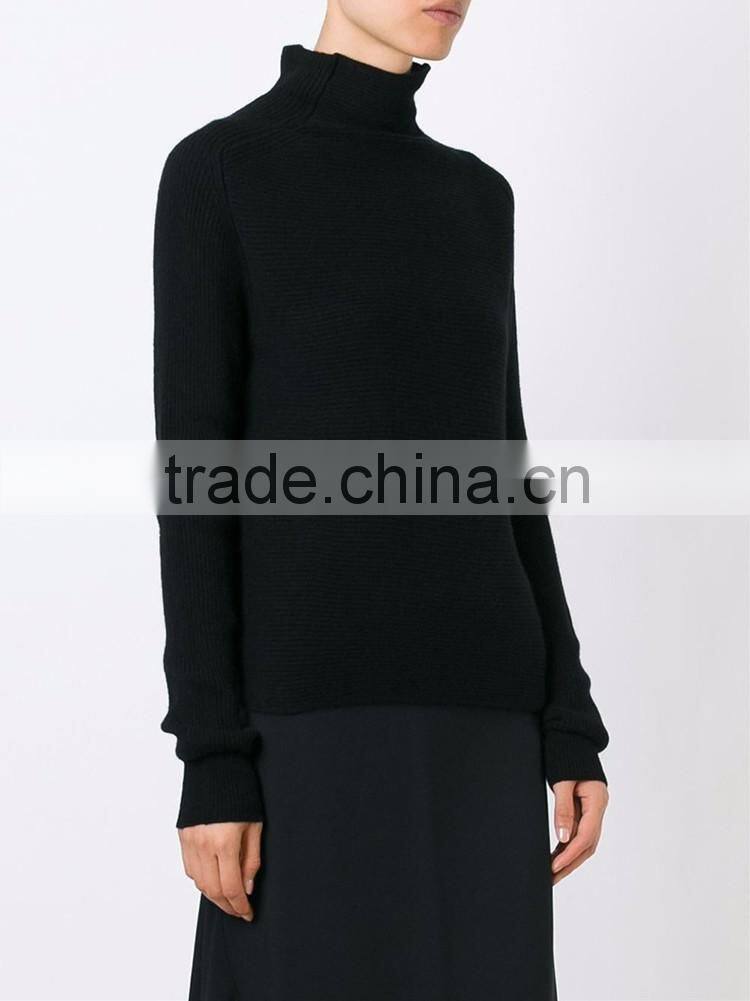Black long sleeve woman wool Winter sweater