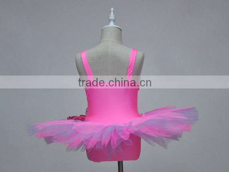 Childrens' ballet leotard with tutu for performance,girls pink ballet dress,girls pink performance wear