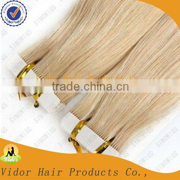 22'' European Remy Hair/ Pu Hair Weft Hair Extensions Tape Hair Extensions 60# 613#