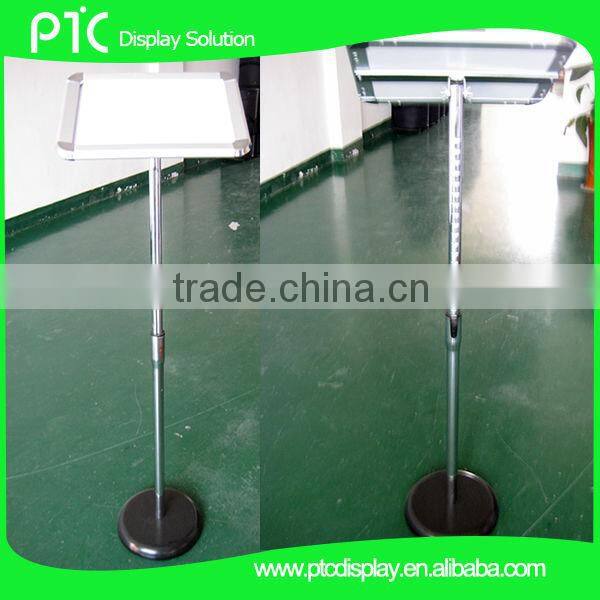 Information stand with telescopic pole to adjust height