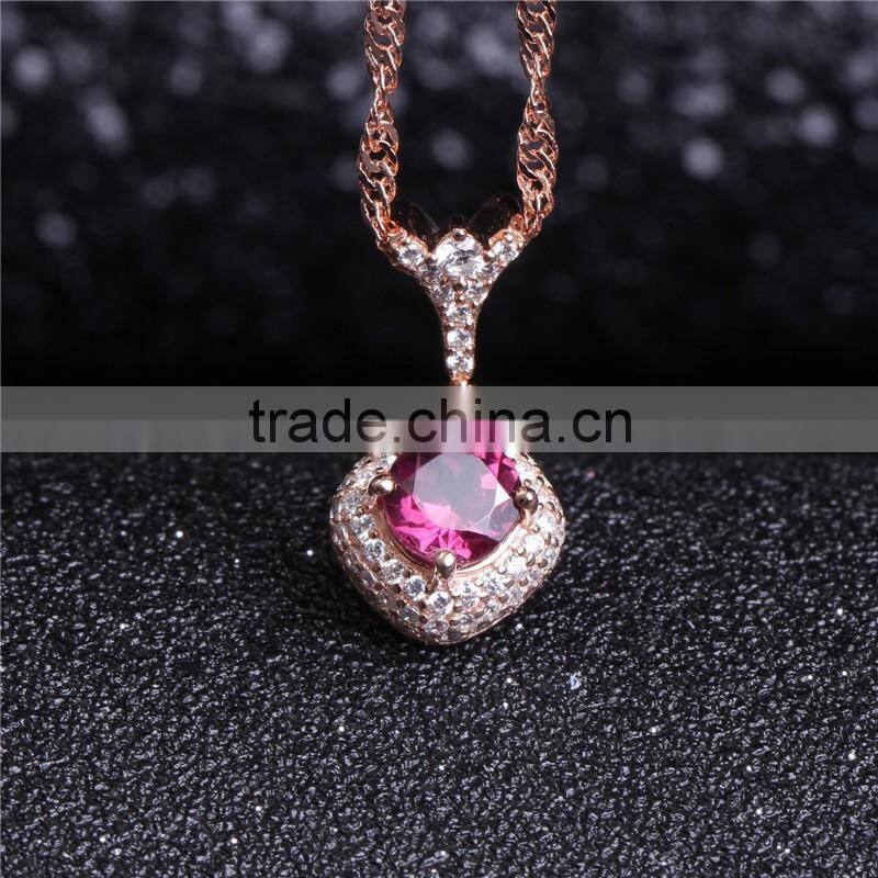 factory wholesale silver gemstone jewellery set 18K gold plating 925 silver natural pink topaz earrings pendant necklace set