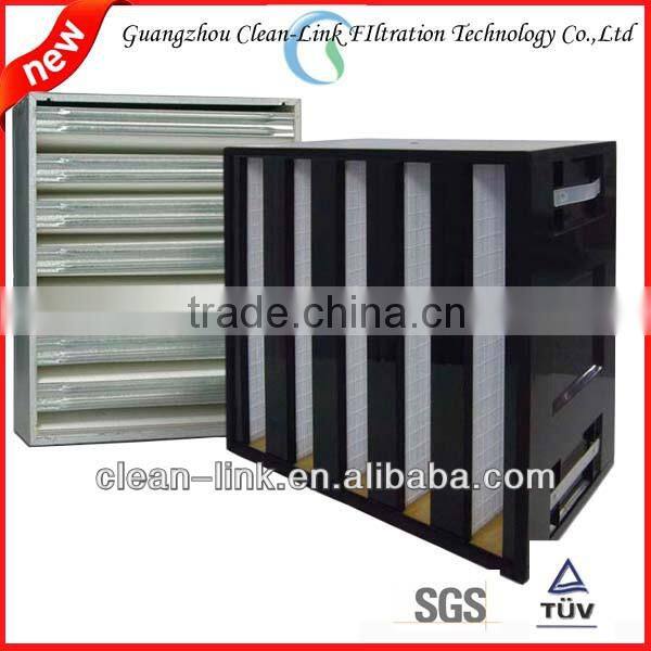 V bank high efficient fibregalss HVAC system combined HEPA filter