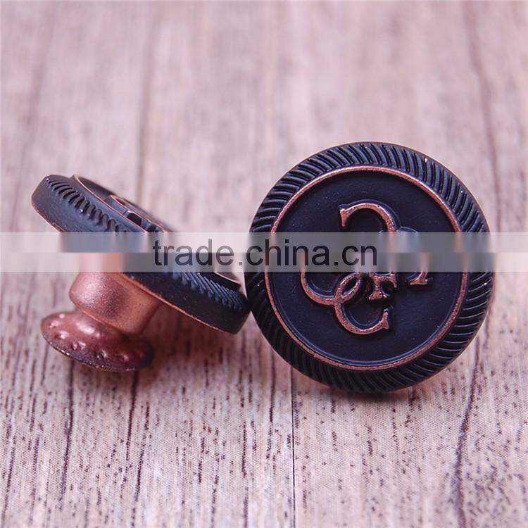 Designed high quality gold logo brown metal button rivet