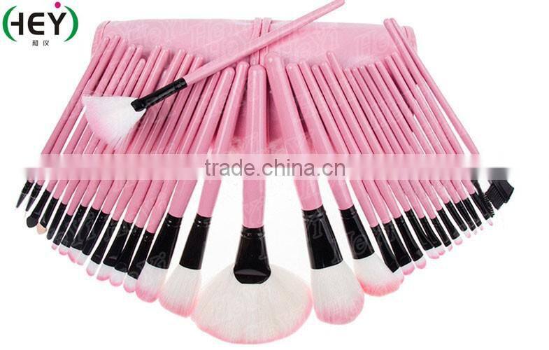 High Quality 32pcs Pink Soft Synthetic Hair makeup brushes with PU Bag