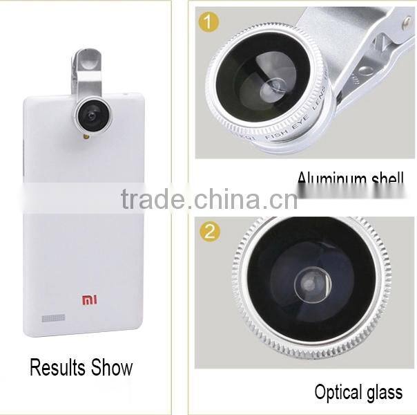 3-in-1 universal clip lens fisheye+macro+wide angle lens for Android and IOS cell phone
