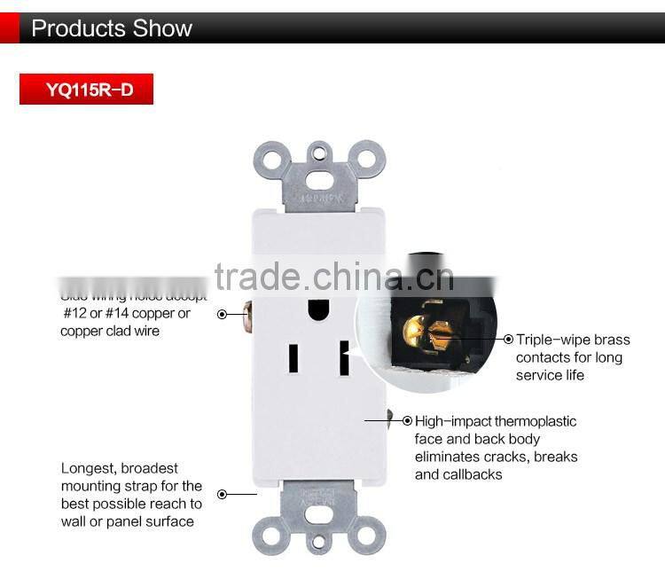 UL CUL nema 5-15R Commerical grade self grounding lighting single receptacle