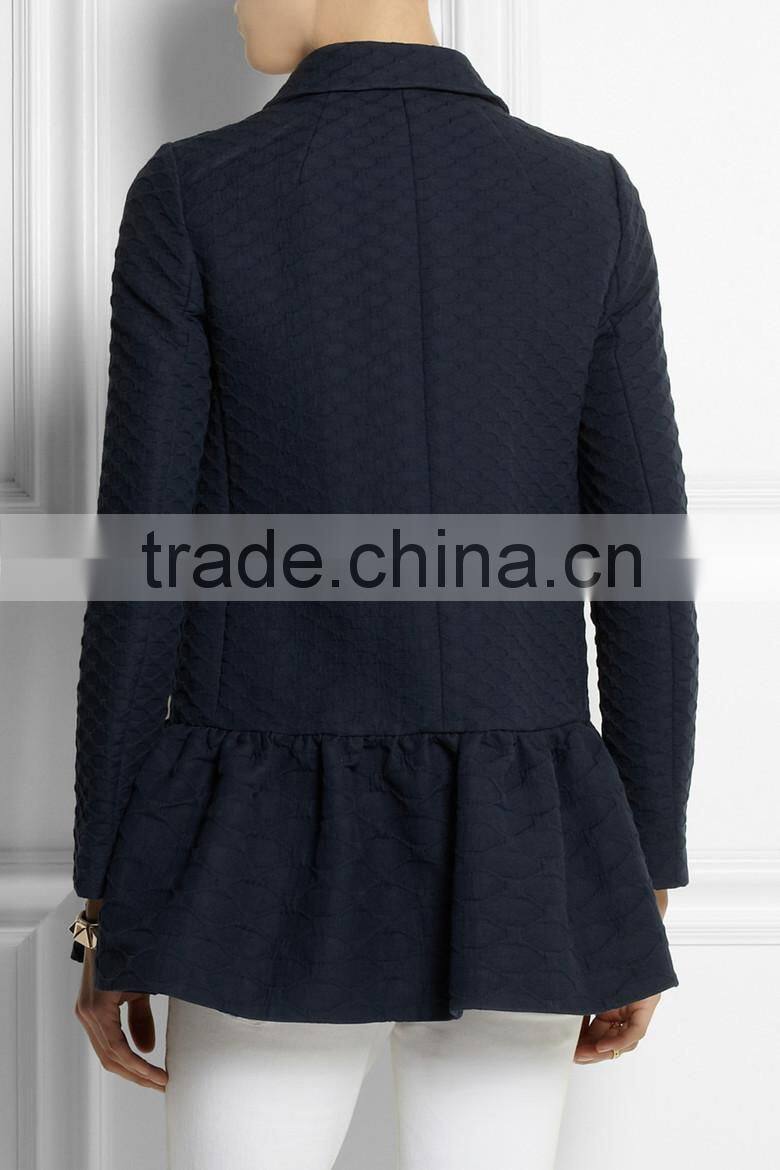 2015 autumn/winter woman long sleeve stylish jacquard coat SYA15051