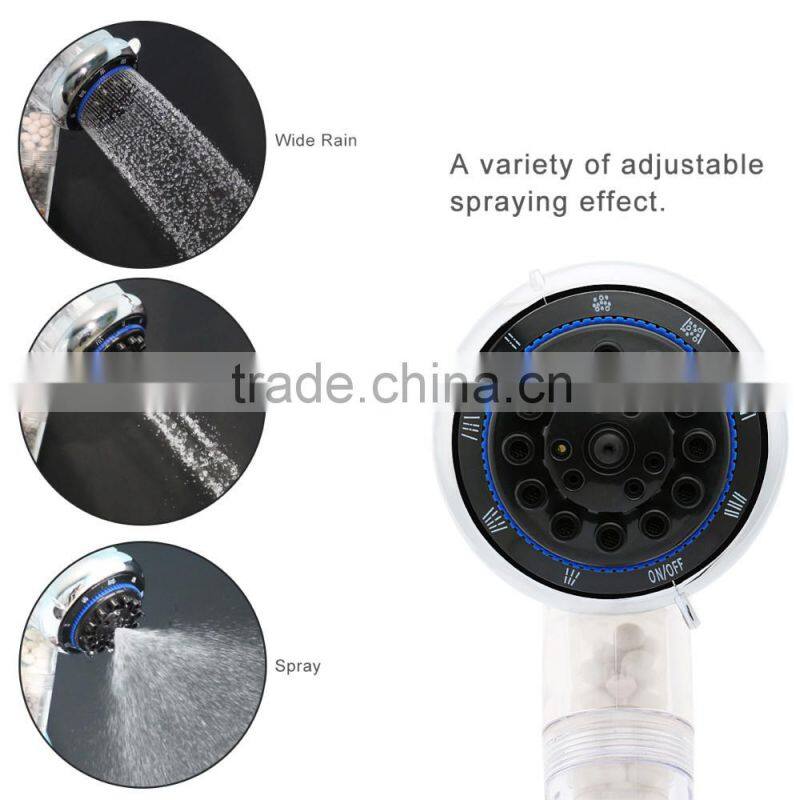 Filtered Hand Held Shower Head Filtration, High Pressure Rainfall Spa Water Saving, Negative Ionic Ion Flow Filter Handheld Show
