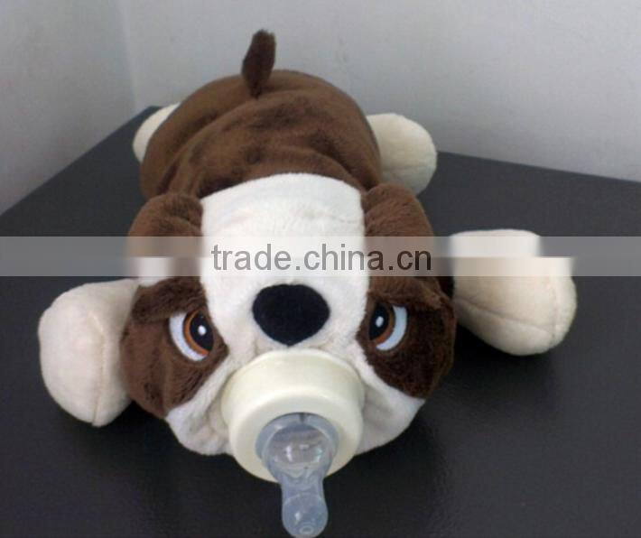 Custom cute animal Bottle Warmer / plush rabbit dog Baby Bottle toy/hot-water bottle cover