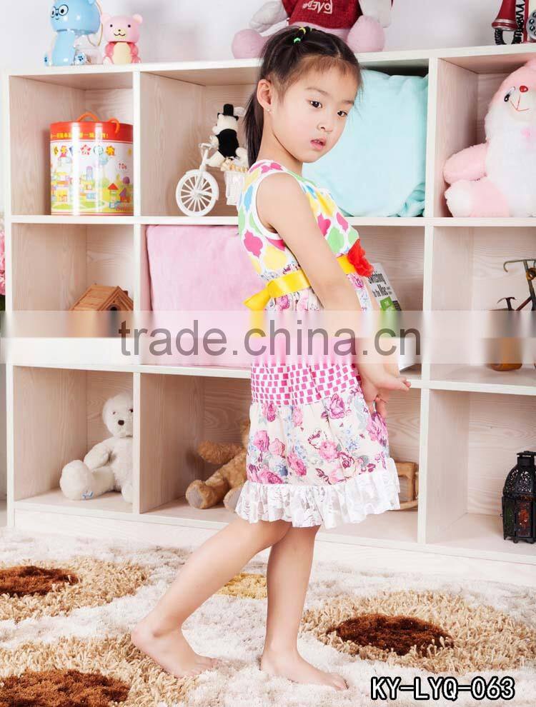 fashion dress for baby girl cotton dress with belt fashion wholesale spring cotton flower baby girl dress