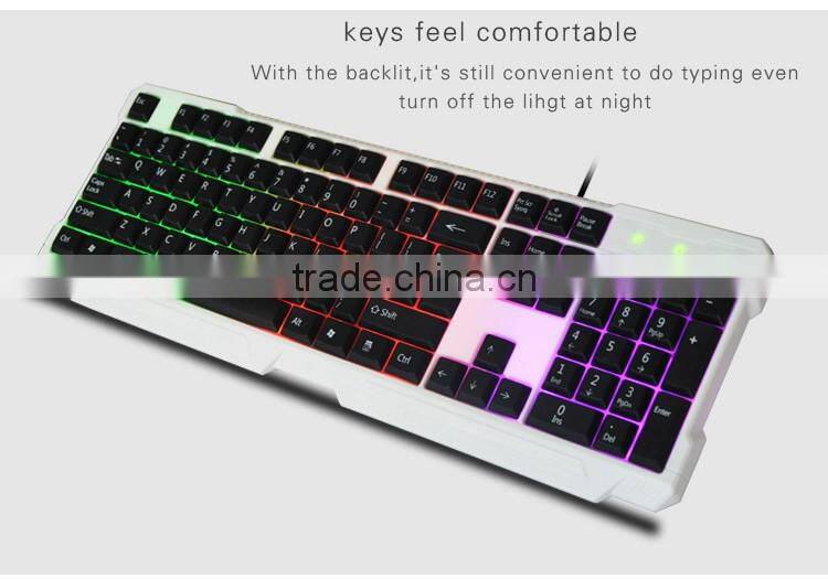 New style three colors partition backlit Water proof Wired Keyboard