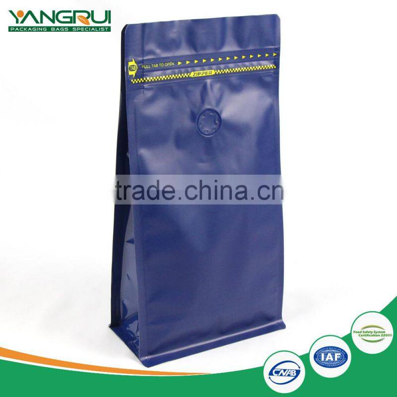 aluminum foil bag side zipper flat bottom bag packaging for coffee or tea with valve