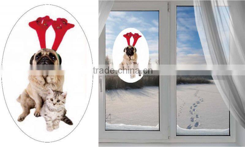 Newest Cartoon Dog Design Static Cling Window Sticker Decal