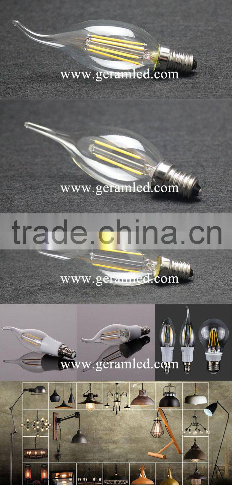 Cheapest c35 b35 4w e14 e12 e27 filament 6w led filament bulb e12