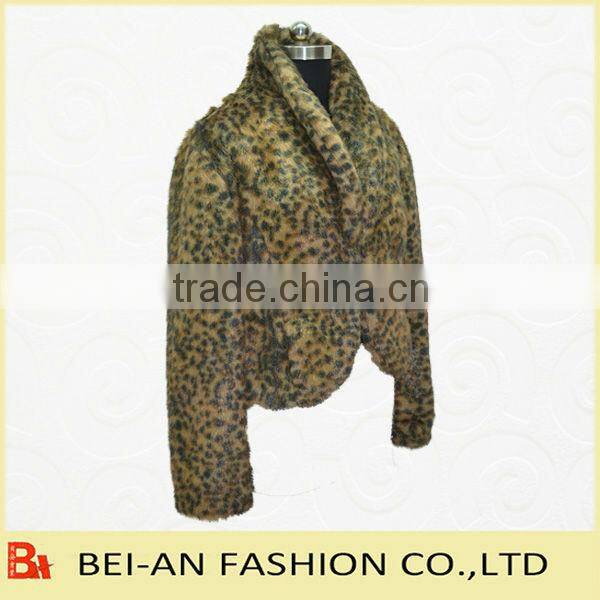 lady's leopard print fake fur jacket