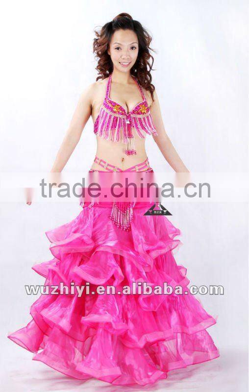 Sexy belly dance layered long skirt in performance/practice wear (QC1357)