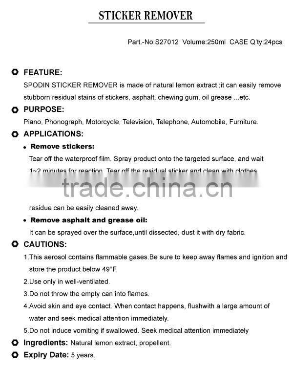 SPODIN Sticker Remover Grease Remover Spray Cleaner