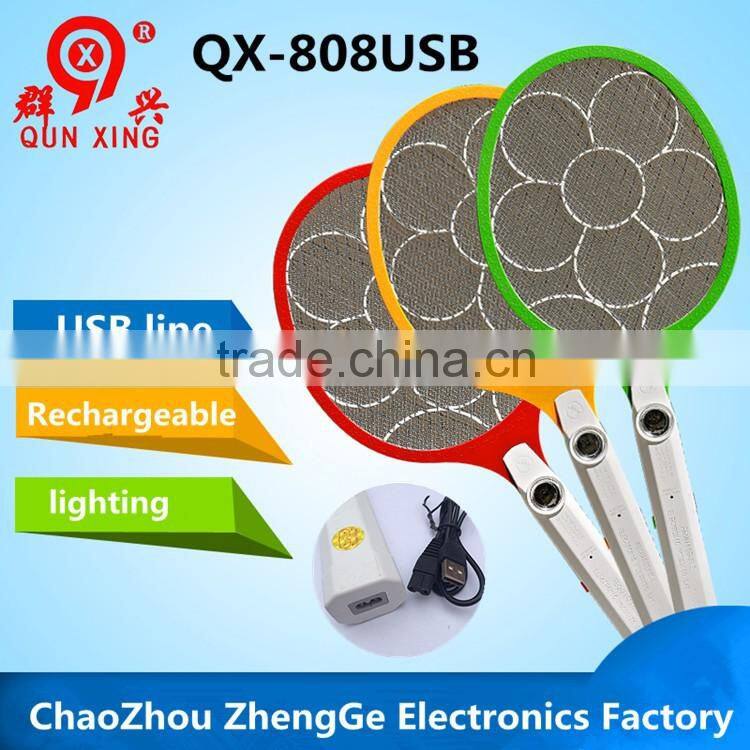 QX808USB-4 chaozhou electric factory best seller product free sample electric fly zapper racket