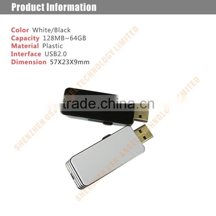 White slide usb flash drive 2gb plastic usb memory disk bulk cheap