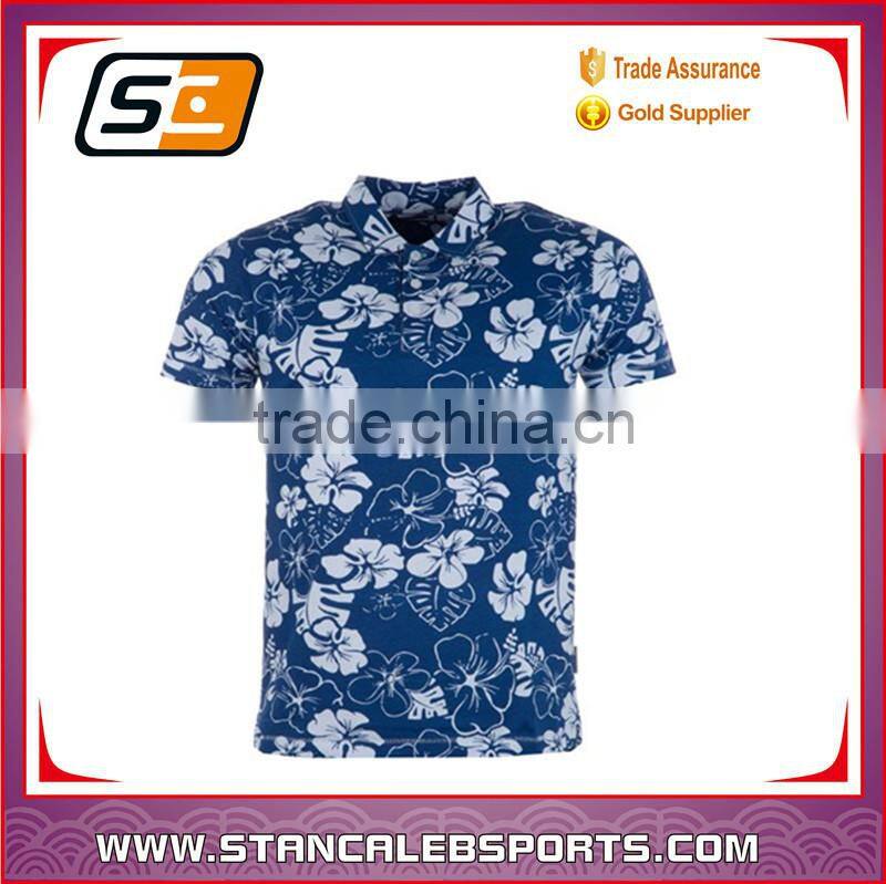 Stan Caleb custom full dye sublimation with flower men polo shirt
