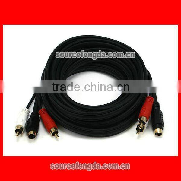 hot sale S-Video Cable Min 4pin to RCA Male