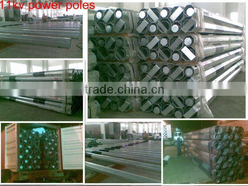 Hot dip galvanized power pole 35kv,69kv,161kv,132kv