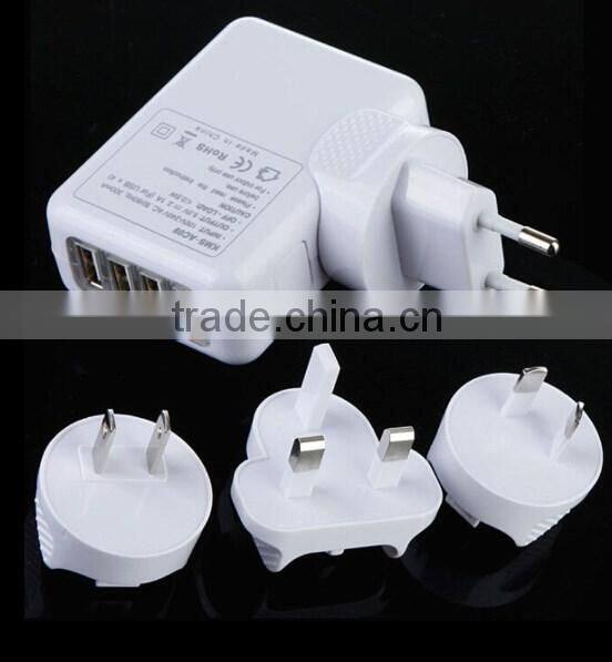 4 Port USB EU/AU/US/UK AC Adapter Plug Travel Charger / convertible plug charger / USB adapter