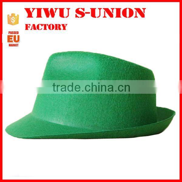 Funny non woven party hat carnival decorate green felt fedora hat