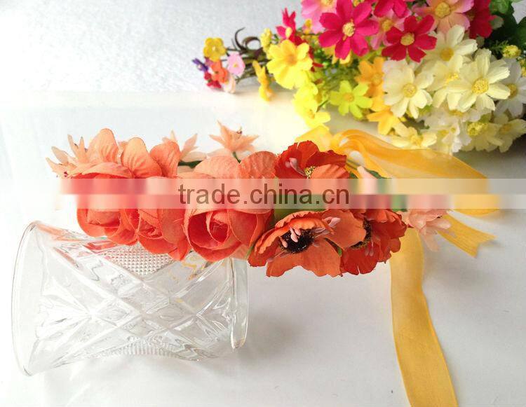 Orange Rose Flower Head Garland 100% handmade Hawaii Head wreath