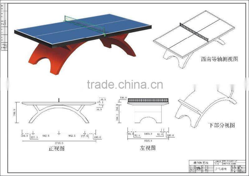 Tainbow shape table outdoor table Folded portable tennis table