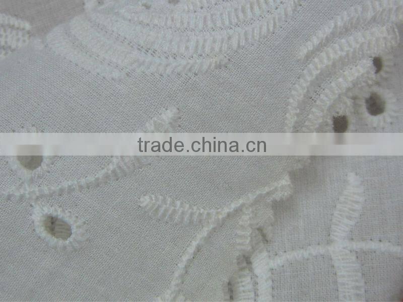 ES3040 hot sale white cotton embroidery fabric for women garment