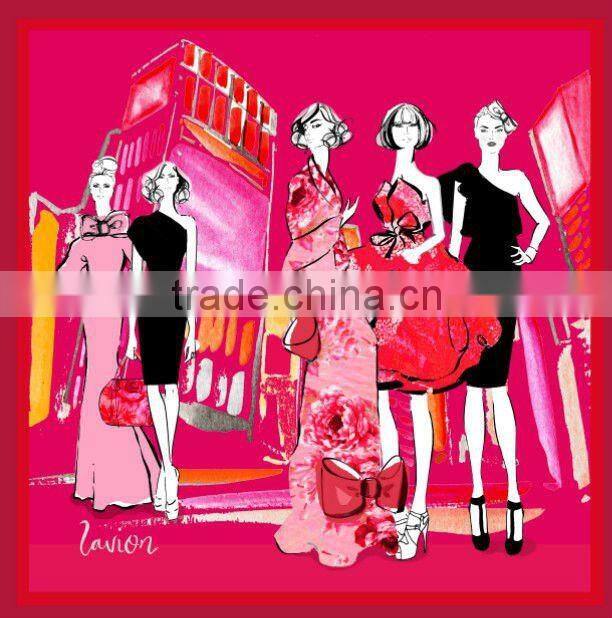 Lady's Fashion Square Print 2012 Silk Hijab