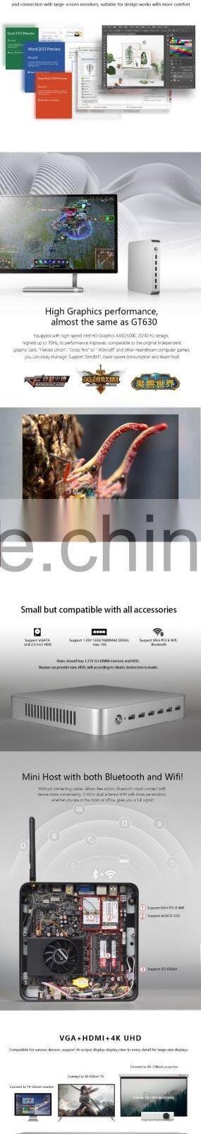 Realan High Quality Standard Fast Delivery H35S-i3H40T1 barebone Wholesaler mini desktop pc