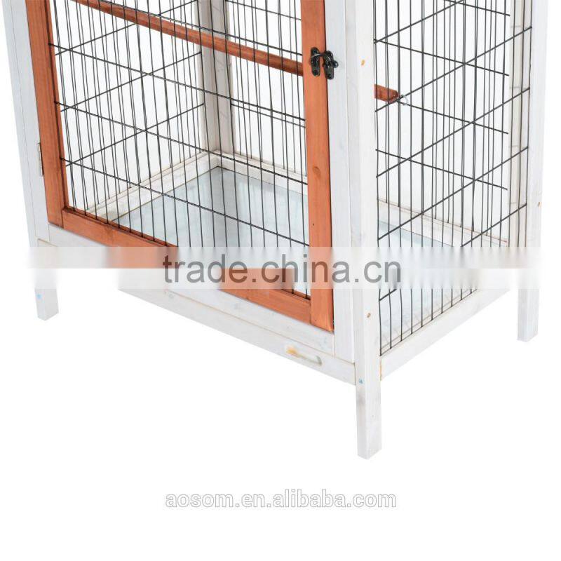 Pawhut 64" Vertical Outdoor Aviary Bird Cage - White/Dark Brown