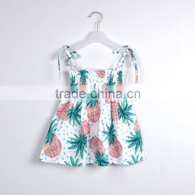 New Summer Baby Girl's Dress Fashion Print Fruit Lemon Pineapple Design Kids Dresses Child Clothing