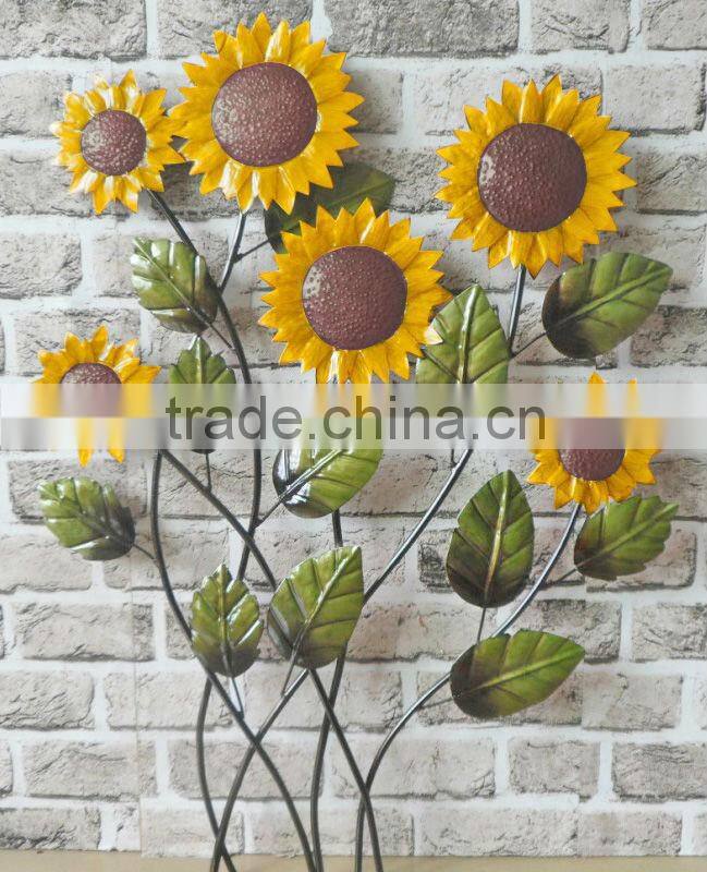 indoor outdoor home decoration metal flower plaque wrought iron sunflower wall hanging art crats