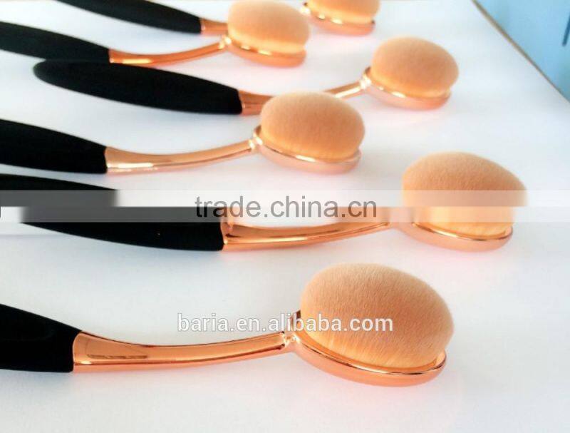 2017 Hot Sale 10pcs Cosmetic Brush Foundation Oval Makeup Brush Set