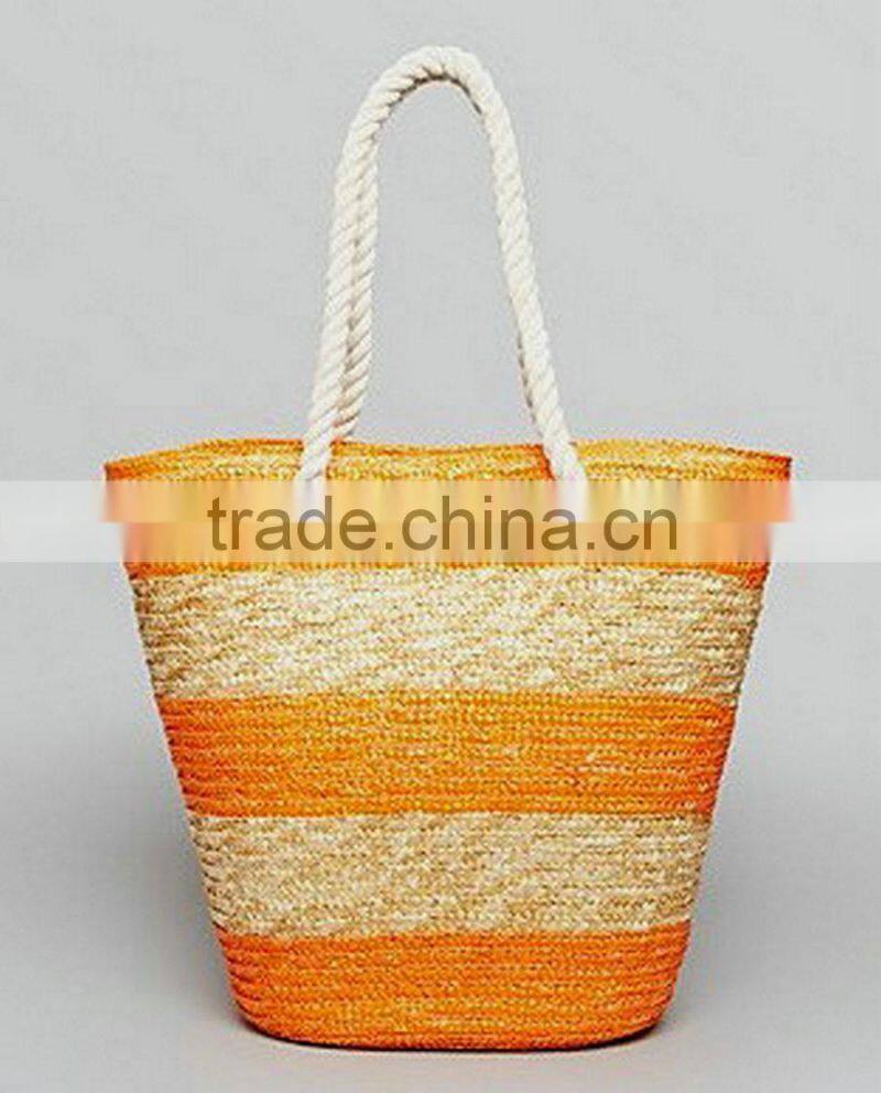 Handmade natural seagrass straw tote bag