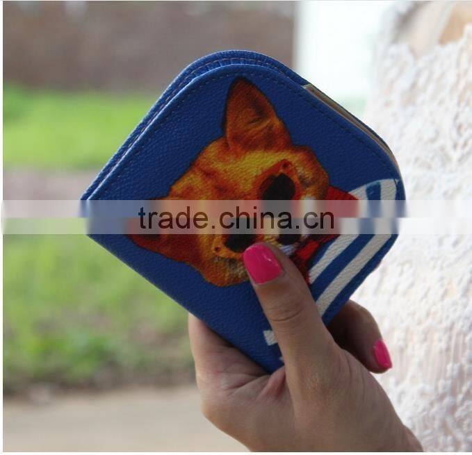 2016 3D Animal Wallet Holders Zipper PU Leather Money Wallet Short Small Wallet Purse (XJWP1625)