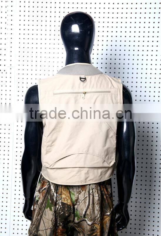 2016 New hot sale fashion cream fishing vest working vest with many pockets