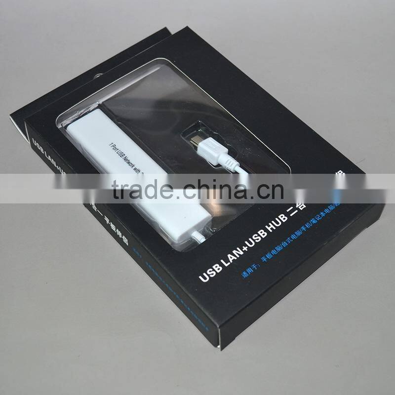 with 3 port USB2.0 HUB Mini USB Micro usb usb2.0 to Ethernet ports 20cm cable rj45 male adapter lan card ,Chip: 88772C