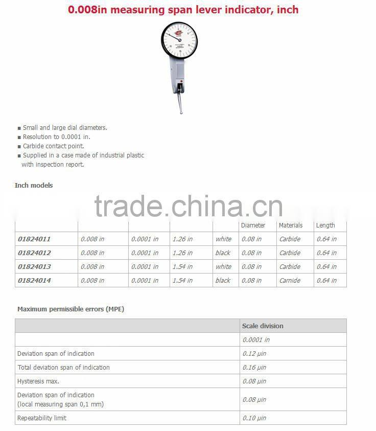 0.008in measuring span lever indicator, inch