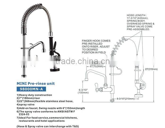 High quality Mini Pre-rinse Unit faucet restaurant