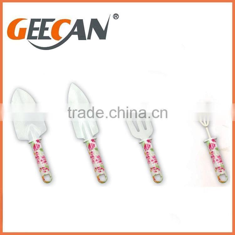 4pcs Combination Garden Tool Set with floral printed shovel,rake