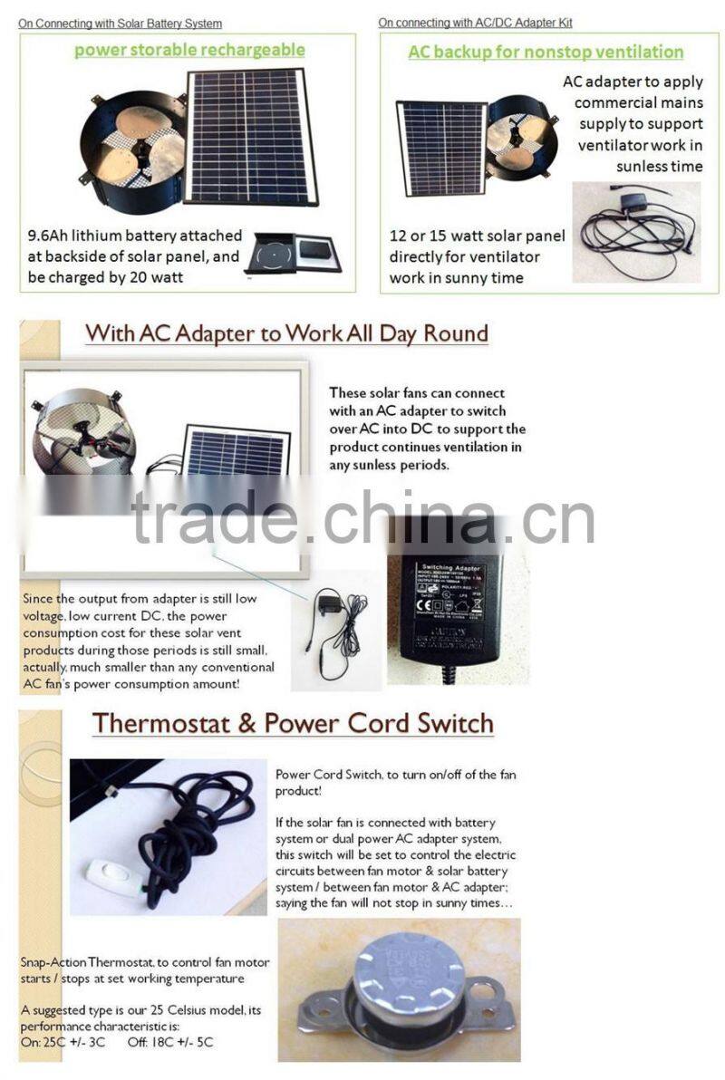 vent goods Bottom Price solar power fan roof ventilator Gable Wall Mounting (Solar Gable Attic Fan)