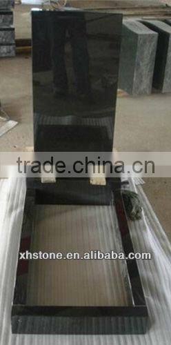 European white and black polished headstone