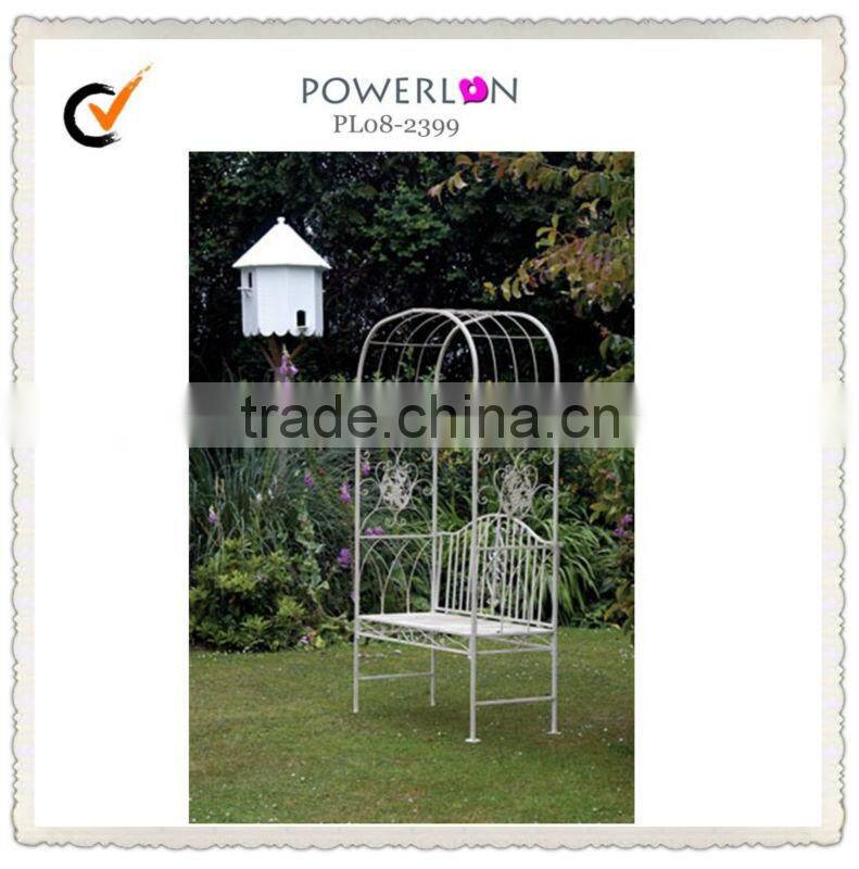 vintage white wrought iron garden arch